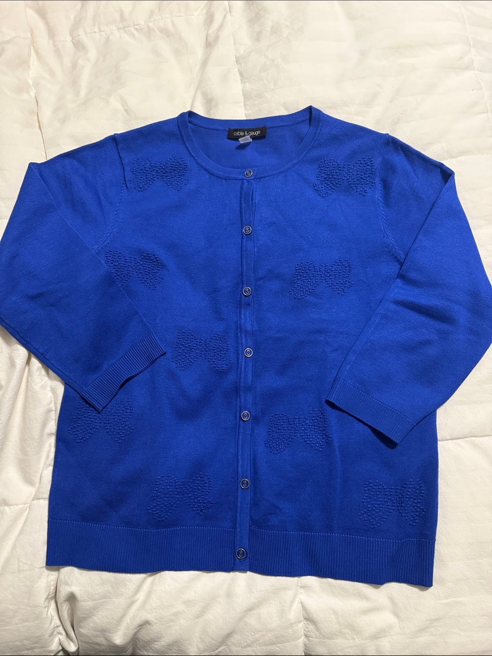 Cable & Gauge - Cobalt Blue Button-Up Cardigan - Large